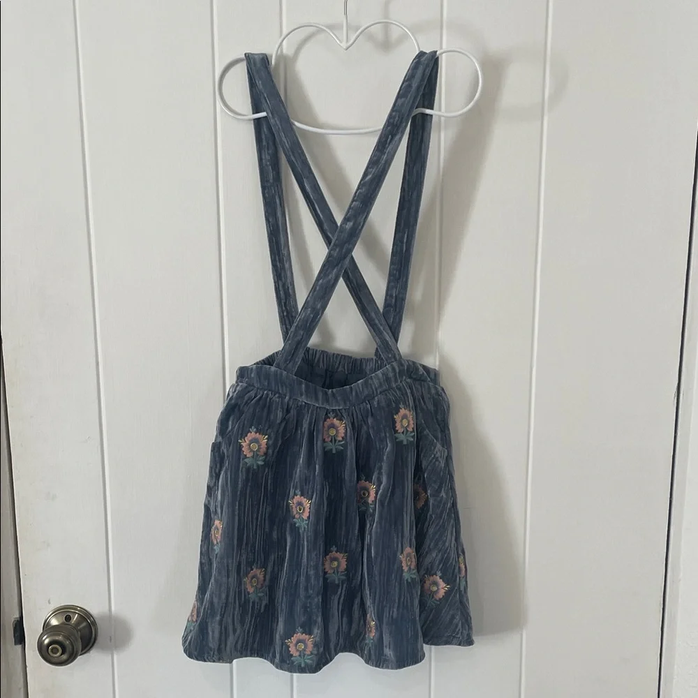 Louise Misha Floral Blue Kids Skirt with Suspenders - Picture 1 of 4